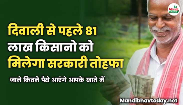 दिवाली से पहले 81 लाख किसानो को मिलेगा सरकारी तोहफा | जाने कितने पैसे आएंगे आपके खाते में