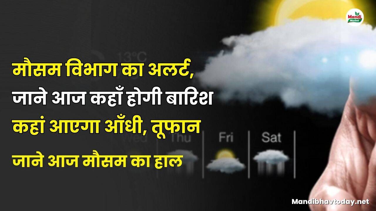 मौसम विभाग का अलर्ट, जाने आज कहाँ होगी बारिश कहां आएगा आँधी, तूफान | जाने आज मौसम का हाल