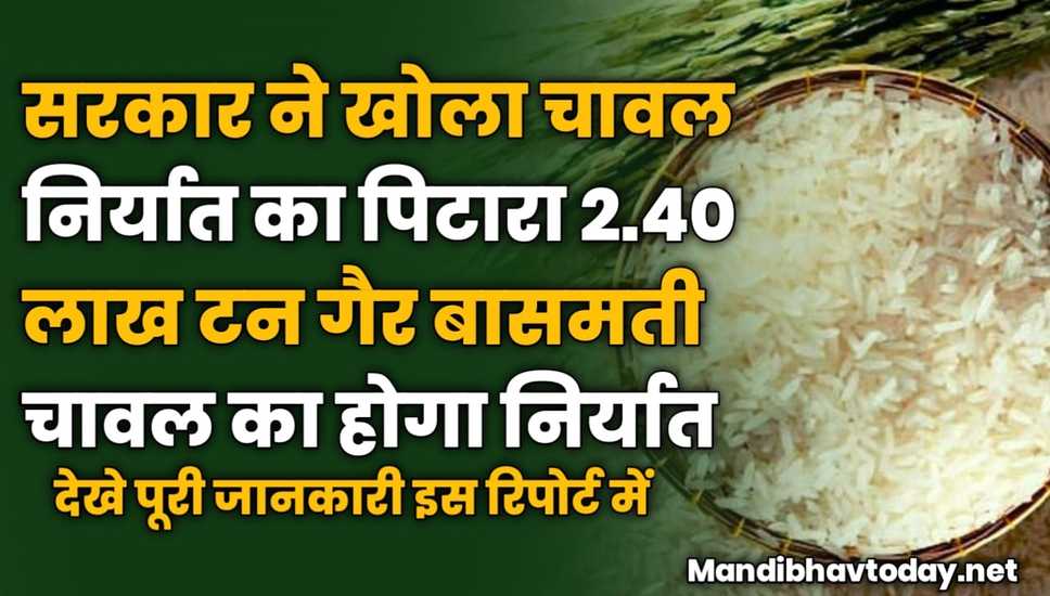 सरकार ने खोला चावल निर्यात का पिटारा | 2.40 लाख टन गैर बासमती चावल का होगा निर्यात | जाने पूरी खबर 