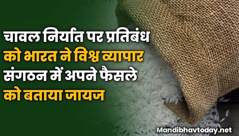 चावल निर्यात पर प्रतिबंध को भारत ने विश्व व्यापार संगठन में अपने फैसले को बताया जायज